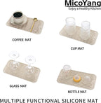 MicoYang Silicone Dish Drying Mat for Multiple Usage,Easy clean,Eco-friendly,Heat-resistant Silicone Mat for Kitchen Counter or Sink,Refrigerator or Drawer Liner Tapioca S 12 inches x 6 inches