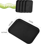 4 Pack Black Plastic Serving Trays for Party Serving Food - Rectangular, 8.66 by 12 in, Heavy Duty Dessert Trays for Food Erving Platters for Party Tray Decor Veggie,Snack