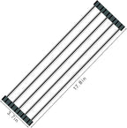 Ahyuan Roll up Dish Drying Rack Over The Sink Kitchen Roll up Sink Drying Rack Portable Dish Drainer Foldable Dish Drying Rack (Black, 17.8''X3.7'')