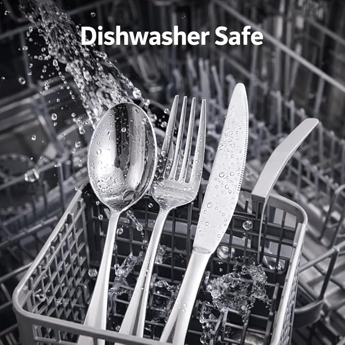 Silverware Set for 8, Stainless Steel Flatware Cutlery Set for 8, Mirror Polished, Dishwasher Safe, Tableware Set for Home, Kitchen, Wedding, Party