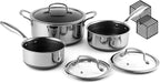 Hybrid Non Stick Pot Set 6 Pcs with 2 Silicone Trivets, 1.5, 2.5 QT Saucepan & 5.2 QT Stock Pot with Glass Lids, Stay-Cool Handles, Dishwasher Safe, Induction Ready, Compatible All Cooktops