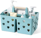 Portable Shower Caddy Plastic Shower Basket Organizer Divided Bathroom Caddy Storage Cleanning Caddy Tote with Handle for College, Dorm Room, Kitchen, Blue
