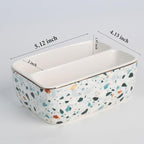 2 Compartments Ceramic Sponge Holder for Kitchen Sink, Unique Terrazzo Marble Pattern Countertop Dish Sponges Holder Soap Sink Organizer Caddy Farmhouse Home Kitchen Decor Light Blue