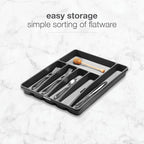 madesmart Classic Large Silverware Tray - Granite |CLASSIC COLLECTION | 6-Compartments| Kitchen Drawer Organizer | Soft-Grip Lining and Non-Slip Rubber Feet | BPA-Free
