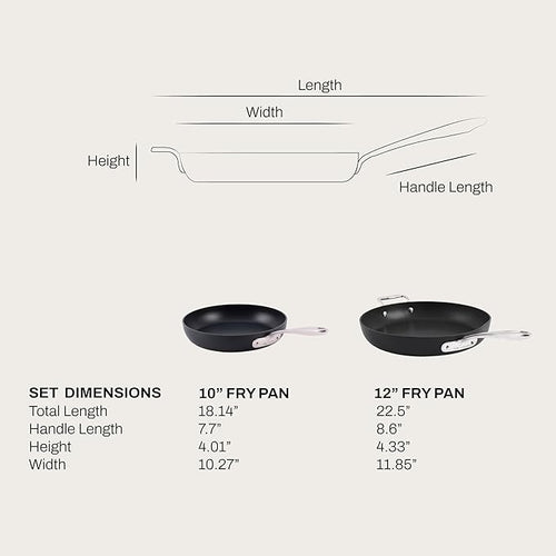 All-Clad HA1 Expert Hard Anodized Nonstick Frying Pan Set, 2-Piece 10" & 12" Skillet Set, Dishwasher-Safe, Oven-Safe Up to 500°F Compatible with All Stovetops (Gas, Electric & Induction) - Black