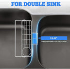 Sponge Holder for Double Kitchen Sink, 3-in-1 Sink Caddy, Brush, Dish Towel, Sponge Sink Organizer Liquid Drainer Rack - SUS304 Stainless Steel