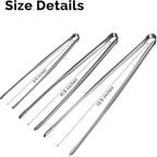 Precision Serrated Non-Slip Tips Cooking Tongs 3 Set (9.5" & 11.5" & 13.5"), 18/8 Stainless Steel Metal Tong, Light but Durable, Easily Control Kitchen Tweezer Tongs for Frying, Plating, BBQ