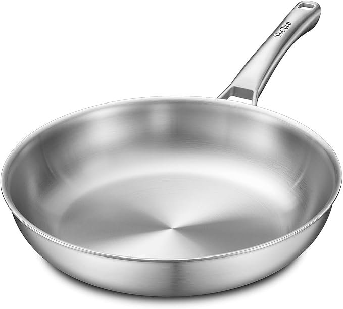 Stainless Steel Pan, PFOA & PTFE Free 12 Inch Tri-Ply Chef's Frying Pan, Dishwasher & Oven Safe Cookware, skillet Compatible with Induction, Ceramic & Gas Cooktops