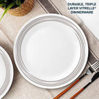 Corelle Brushed Silver 16pc, Service for 4, Dinnerware Set, 12 plates 4 bowls, Chip & Break Resistant, Dinner Plates and Dinner Bowls, Corelleware Plates