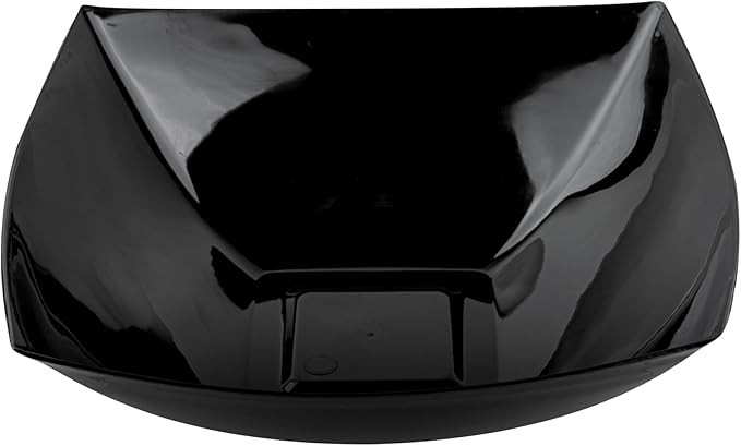 Restaurantware Moderna 64 Ounce Fancy Plastic Bowls 10 Square Disposable Salad Bowls - Durable Heavy-duty Black Plastic Bowls For Warm And Cold Foods