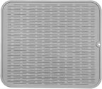 MicoYang Silicone Dish Drying Mat for Multiple Usage,Easy clean,Eco-friendly,Heat-resistant Silicone Mat for Kitchen Counter or Sink,Refrigerator or Drawer Liner Grey XL 18 inches x 16 inches