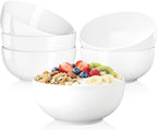 Quatish 6-Piece Cereal Bowls,Soup Bowl for Kitchen,Durable and Easy to Clean Ceramic Bowls,Microwave & Dishwasher Safe, Ideal for Ramen,Salad,Rice,Snacks and Desserts(24 OZ, White)