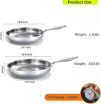 DELARLO Tri-Ply Stainless Steel Pan, 18/10 Frying Pan, Oven Safe Up to 600°F, Nontoxic Cookware, Compatible with All Cooktops Skillet, Durable, Fast Even Heat Fry Pan,10+12 inch Pan