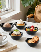 bUCLA 50Pack Black Plastic Small Bowls - 8oz Disposable Ice Cream/Salsa/Dipping/Dessert/Sauce/Candy/Small Serving Bowls for Party & Graduation