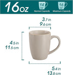 vancasso PLAYA Ceramic Coffee Mug Set of 6, 16 Oz Tea Cups with Handle for Latte, Tea, Cappuccino, Milk, Cocoa, Microwave&Dishwasher Safe, White