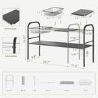 NETEL Under Sink Organizers and Storage, 2 Tier Expandable Under Cabinet Organizer Shelf with 2 Baskets and 6 Panels, Expandable Shelf for Cupboard, Kitchen, Bathroom, Shoe Storage Rack