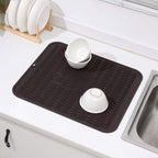 MicoYang Silicone Dish Drying Mat for Multiple Usage,Easy clean,Eco-friendly,Heat-resistant Silicone Mat for Kitchen Counter or Sink,Refrigerator or Drawer Liner Coffee XL 18 inches x 16 inches
