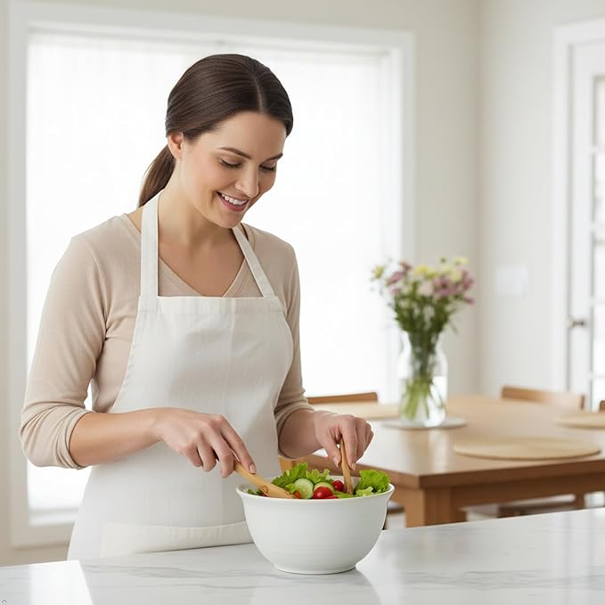 Soup Bowls,40 Ounce Deep Ceramic Bowl Sets for Cereal Soup Salad Pasta Popcorn Oatmeal Breakfast, Durable Serving BowlsSuit For Housewarming, Microwave Safe & Dishwasher Safe, Creamy White