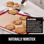 GORILLA GRIP Food Grade Reusable Nonstick Silicone Baking Mat, 16.5x11.87, Half Sheet 2PK, Oven Safe Cookie Sheet Liners, Up to 500 Degrees, No Mess Easy Clean Pastry Mats, Kitchen Essentials, Red