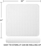 MicoYang Silicone Dish Drying Mat for Multiple Usage,Easy clean,Eco-friendly,Heat-resistant Silicone Mat for Kitchen Counter or Sink,Refrigerator or Drawer liner Translucent M 12 inches x 12 inches