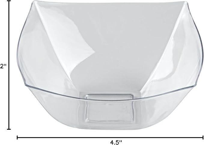 Restaurantware Moderna 8 Ounce Fancy Square Disposable Bowls - Durable Heavy-Duty Clear Plastic for Warm and Cold Foods (Pack of 3)