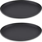 FillTouch 2 Pcs Restaurant Serving Trays PP Plastic Non Slip Rubber Lined Large Oval Tray for Kitchen Dining Room Cafeterias Fast Food Service (27 x 22 Inch,Black)