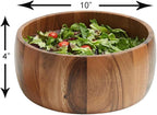 Acacia Wood 10” Salad Serving Bowl with Salad Hands 3 Piece Set by Woodard & Charles ★★PACK OF 4★★
