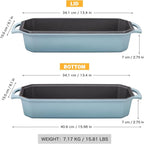 Bread Pan Cast Iron Loaf Pan with Lid Bread Loaf Pan 13x5 Inch Enameled Cast Iron Sourdough Bread Pan, LightBlue