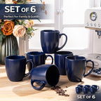 GBhome 12oz Coffee Mugs Set of 6, Large Ceramic Coffee Mugs for Man, Woman, Dad, Mom, Modern Coffee Mugs Set with handle for Tea/Latte/Cappuccino/Milk/Cocoa. Dishwasher&Microwave Safe,Navy Blue