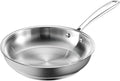 Redchef Stainless Steel Skillet, Stainless Steel Frying Pan, Professional Uncoated Frying Pan, Healthy Induction Cookware for Searing & Sautéing, Warp-Resistant Bonded Bottom, Oven Safe Pan, 9.5 Inch