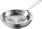 Redchef Stainless Steel Skillet, Stainless Steel Frying Pan, Professional Uncoated Frying Pan, Healthy Induction Cookware for Searing & Sautéing, Warp-Resistant Bonded Bottom, Oven Safe Pan, 9.5 Inch