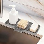 GUUKIN Sponge Holder for Kitchen Sink, Sink Caddy and Soap Tray | 10x4 inch Kitchen Sink Organizer | Compatible with Scrub Daddy, Kitchen Sink Accessories (Grey)