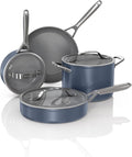 Ninja Ceramic Pro 7Piece Cookware Set, NonStick Pots & Pans Set with Glass Lids, Nontoxic, PTFE Free, Ceramic Coated, Oven Safe, All Stovetops & Induction Compatible, Midnight Blue, CW39007MM