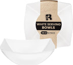 R-kay 6 Pack Square Extra Large Plastic White Serving Bowls -128 Oz White Plastic bowls - Salad Bowls Large Serving, Premium Heavy Duty For Weddings Catering And Birthday parties