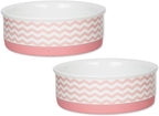 Bone Dry Ceramic Pet Collection Chevron, Medium Set, 6x2, Pink, 2 Piece