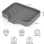 Silicone Soap Dish for Shower with Self Draining, 2 Pack Soap Holder for Bathroom, Silicone Sponge Holder for Kitchen Sink, Soap Tray for Dispenser, Scrubber, Bottle, 4.7"×3.9", Gray