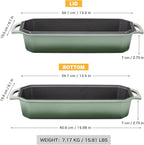 Bread Pan Cast Iron Loaf Pan with Lid Bread Loaf Pan 13x5 Inch Enameled Cast Iron Sourdough Bread Pan,AquaGreen