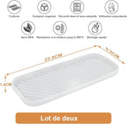 Silicone Organizer Tray, Soap and Sponge Holder for Kitchen Sink, Bathroom - Storage Tray for Dish Brush, Soap Dispenser, Dishwashing Accessories- 2 Pack (Clear)