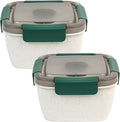 Freshmage Salad Lunch Container To Go, 2 Packs 52-oz Salad Bowls with 3 Compartments, Salad Dressings Container for Salad Toppings, Snacks, Men, Women (Wheat straw white)