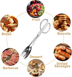 2 Pcs Serving Tongs, 10 Inch Buffet Tongs, Stainless Steel Kitchen Tong with Comfort Grip for Salads, Appetizers, Cake, Bread, Cooking, Party, Barbecue, Desserts, Ice - Silver