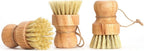 Diahom Bamboo Dish Brush Scrubber 3 Pack for Cleaning Pot Pans Hanging Rope Kitchen Dishwashing