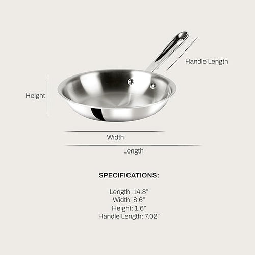 All-Clad D3 3-Ply Stainless Steel Fry Pan 7.5 Inch Induction Oven Broiler Safe 600F Pots and Pans, Cookware Silver