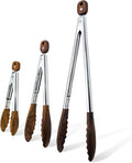 Wooden Tongs for Cooking & Serving Food, Anti-Slip Long Handle Wooden Kitchen Tongs Heat Resistant, Stainless Steel Salad Tongs with Walnut Wood Tip, Locking & Hanging Cooking Utensils Set