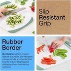 GORILLA GRIP BPA-Free Reversible Kitchen Cutting Board Set of 3, US Designed, Nonporous, Juice Grooves Catch Liquid, Slip Resistant Border, Dishwasher Safe Large Food Chopping Boards, Gray Mint Pink
