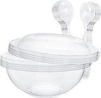 EcoDispose Clear Plastic Serving Salad Bowl Sets, 160 Oz 16PCS in 4 SETS - Round Large Disposable Bowls