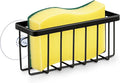 HLOOL Kitchen Sink Sponge Holder, Kitchen Sink Caddy, Sponge Holder for Kitchen Sink Suction, Dish Soap Holder (Black)