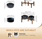 Havniva Ceramic 1.2 Cup Raised Slow Feeder Dog Bowl Set, Elevated 6.1inch Bowl and 7.3inch Slow Feeder Dish with Acacia Wood Stand for Small and Medium Dogs (2 x Starry Sky+ Stand)