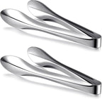 2 Pack Polished Stainless Steel Serving Tongs 9 Inch Metal Food Silver Tong for Buffet Salad BBQ Grilling Heavy Duty Kitchen Utensils for Cooking Catering Wedding Party