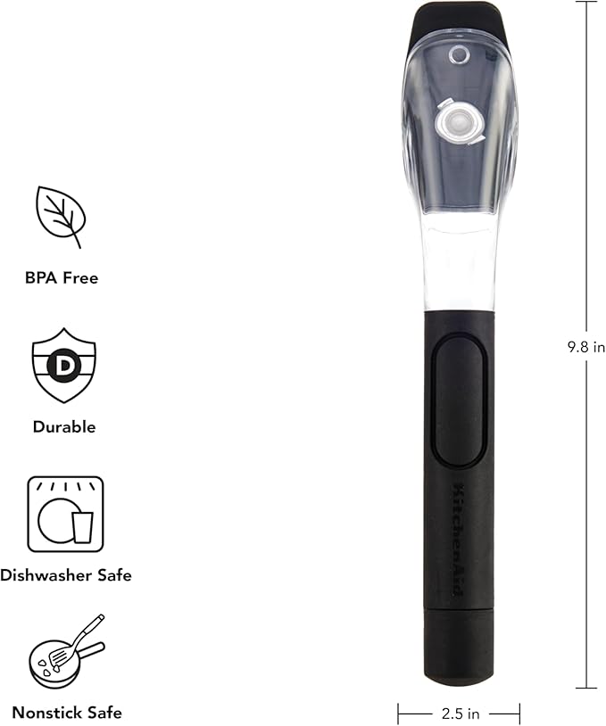 KitchenAid Soap Dispensing Sink Brush with Easy to Fill Handle, Nylon Bristles for Tough Cleaning, Comfort Grip Handle for Non Slip Grip, Black