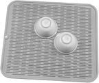 MicoYang Silicone Dish Drying Mat for Multiple Usage,Easy clean,Eco-friendly,Heat-resistant Silicone Mat for Kitchen Counter or Sink,Refrigerator or Drawer Liner Grey XL 18 inches x 16 inches